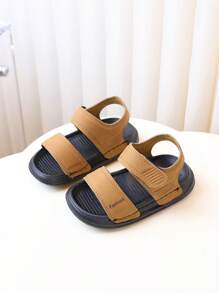 1 Par de Sandalias de unicolor de PU con punta abierta, de secado rápido, transpirables, de moda, hechas a mano, con cierre de conveniente, adecuadas para niño, niña, niños, para playa/interior exterior/exterior/festivales, primavera/verano