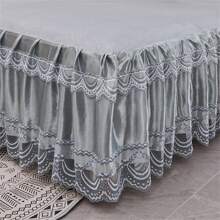 1pc European Lace Bed Skirt, Bed Cover, Bed Protective Cover, Solid Color Lace Bed Skirt (Excluding Pillowcase)