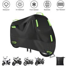 1pc 210D Waterproof Oxford Motorcycle Cover, All-Weather Protection Against Sun, Dust, Snow And UV, With Lock Hole, 7 Reflective Strips, Suitable For Bicycle, Motorcycle, All Seasons