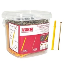 Set de 77/100/125/252 piezas de Tacos de expansión de plástico, tubos, tapones de goma, tacos de pared de plástico ranurado, para tornillos autorroscantes M6 M8 - Amarillo - Ver 3