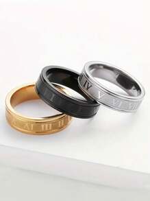 1 件男士时尚不锈钢罗马数字戒指