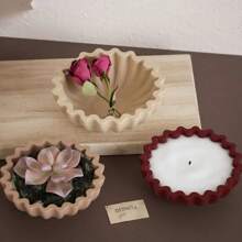 Molde de silicone em formato de flor grande/médio, molde de silicone para vaso de flores ondulado para decoração de casa, molde para tigela de armazenamento