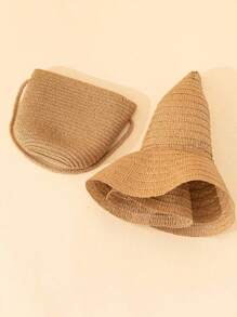 1 件装夏季女士宽边沙滩帽，百搭简约太阳帽和波浪图案大草帽套装，适合旅行