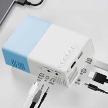 ZZPQVT Mini Projector, Miracast Version, Micro Home Cinema, Classic Power Supply, Old Movie Viewing, Support 20-80 Inches, Compatible With USB/AV/TF/Smartphone, USB Powered, Holiday Gift - Blue and White - View 2