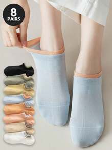 1/5/8 Pairs Women Lightweight Mesh Breathable Ankle Socks, Double Layer Cuff, Suitable For Daily Use, Spring/Summer - Multicolor - View 10