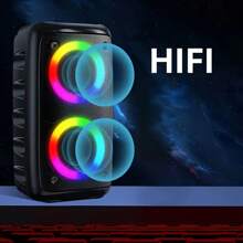 便携式无线户外扬声器，带有酷炫的 RGB 灯，支持 TWS/USB/TF 卡，适合各种户外场景和派对。 - 黑色 - 查看 4