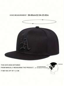 1pc Unisex Street Style Embroidered Flat-Brim Baseball Cap, 100% Polyester, Handwash, Non-Stretch, Lightweight - Adjustable Flat-Brim