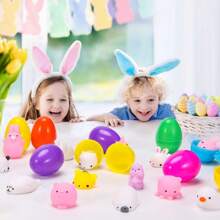 24/48 Pcs Plush Squeeze Toys And Easter Eggs, Mini Animal Plush Stress Relief Toys, Easter Basket Stuffing, Easter Egg Hunt Party Supplies