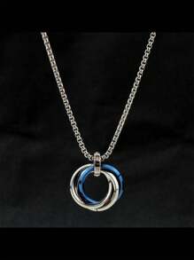 1pc 70cm Titanium Steel Unisex Crystal Decor Sweater Chain Necklace