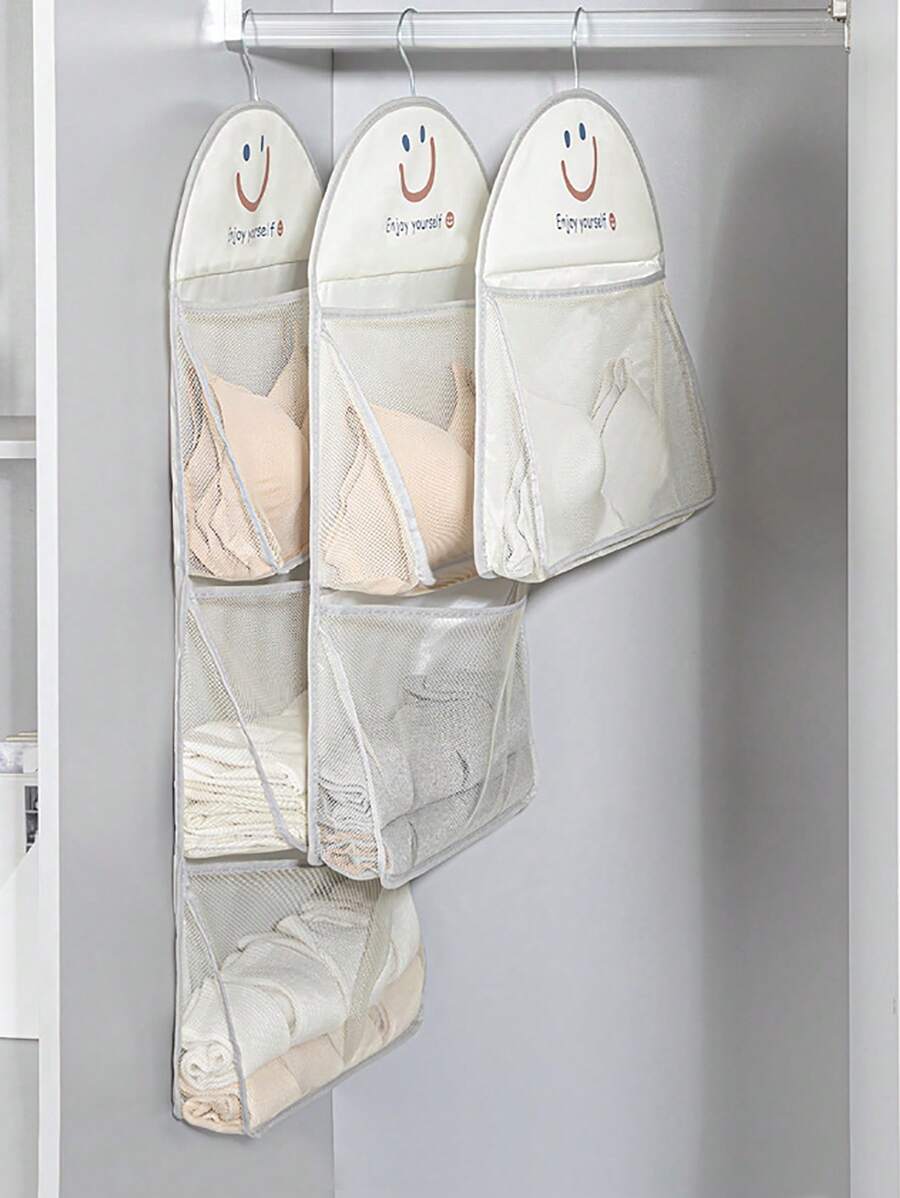 1件内衣袜子收纳挂袋悬挂式内衣收纳网袋衣柜宿舍整理神器门后收纳袋可见式收纳袋小袋子悬挂式收纳杂物收纳袋小物品收纳袋家用卧室衣服收纳整理器衣橱整理收纳 - 灰色 - 查看 1