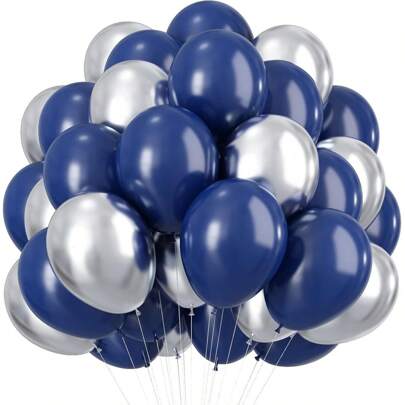 30/50/100 adet Lacivert ve Gümüş Parti Çelenk Kemer Süsleme Balon Seti, 12/10/5 İnç Metal Gümüş ve Lacivert Balon Kalınlaştırılmış Lateks Balon, Balo, Doğum Günü Partisi, Yıldönümü, Bekarlar Partisi Süsleme Balonu Olarak Kullanılır