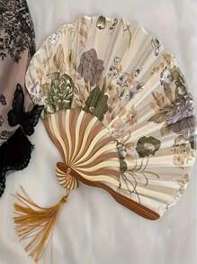 Retro Style Floral Folding Handheld Fan - Portable, Compact And Lightweight For Summer Cooling, Daily Use And Outdoor Activities - Classic Chinese Design With Exquisite Details,Spring Summer Picks,Brides Maid Gifts,Room,Bedroom Decor,Beach,Travel,For Men,For Women,Vacation - Multicolor - View 9