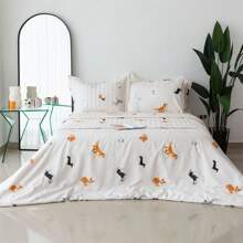 Bedspread With Pillowcase Percale 200 Thread Count Single Double Queen King Jazz Printed Pattern - 小狗 - 查看 4