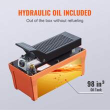 Air Hydraulic Pump, 10,000 PSI 1/2 Gal Reservoir,  NPT 3/8" Oil Outlet, NPT 1/4" Inlet, 6.6 Ft Pipe, Foot Actuated Hydraulic Pump Air Treadle Or 6.56 Ft Hose 2 Connector Single Acting Without NPT 1/4" Inlet, For Auto Body Frame Machines And Pulling Post And Car Repair - Product Size (L X W X H): 10.3 X 5.4 X 7.3 In - View 4