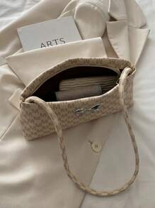 Fashion Women Bow Decor Shoulder Bag, Underarm Bag Square Bag