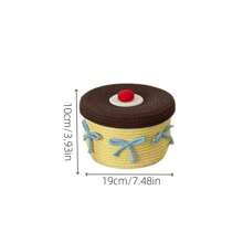 1pc Woven Storage Basket, Cartoon Desktop Organizer Box, Snack, Cosmetic Storage Bin - Yellow - View 2