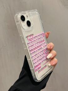Étui de téléphone antichoc à couverture intégrale en TPU avec motif personnalisé, paragraphe anglais et slogan rose, compatible avec les séries iPhone 16, 15, 14, 13, 12, 11 Pro Max et les séries Samsung