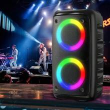 便携式无线户外扬声器，带有酷炫的 RGB 灯，支持 TWS/USB/TF 卡，适合各种户外场景和派对。 - 黑色 - 查看 3