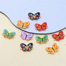 10 件金属首饰 DIY 配件双蝴蝶吊坠珠连接器，亚克力蝴蝶饰物 - 10pcs - 查看 2