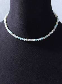 1 件优雅天然石串珠项链，适合女性日常、派对、度假穿着 - 天然石颜色、尺寸和形状略有变化属于正常现象