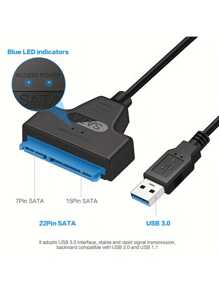 SATA To USB Cable, USB 3.0 To SATA III Hard Driver Adapter Compatible With 2.5 Inch HDD And SSD - Black - View 10
