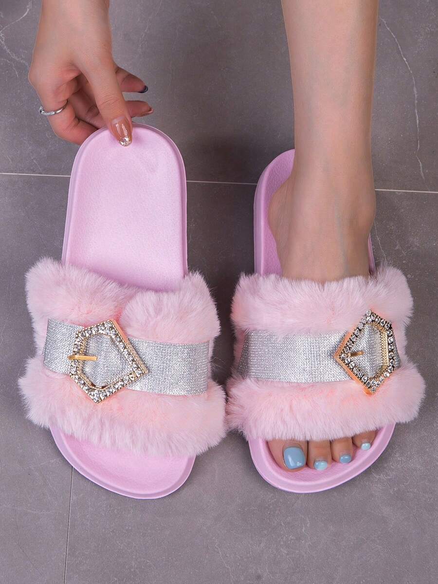 女士舒适时尚休闲轻便蓬松家居拖鞋，夏季 - 粉色 - 查看 1