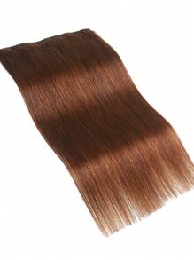 #4 Real Human Hair Extensions Chocolate Brown One Piece Silk Straight Clip In Hair Extensions Light Brown Color With 5 Clips - S4 - View 5