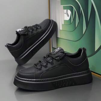 2025 New Men's Casual Low Top Canvas Shoes, Thick Sole Anti-Slip Teenager's Bread Sneakers, Fashion Comfortable Leisure Vulcanized Shoes, Plain White Shoes For Students