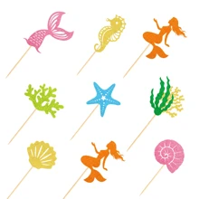 24pcs Creative Starfish, Seahorse, Shell, Mermaid Cake Topper Picks, Summer Mermaid Ocean Theme Birthday Party Decoration