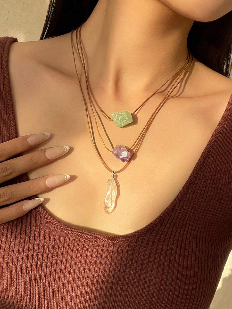 Naszyjnik z wisiorkiem w stylu vintage asymetryczny żwir