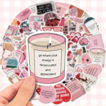 50 adesivos inspiradores rosa à prova d'água - citações de amor-próprio e motivação para decoração faça você mesmo de laptops, guitarras, skates, capacetes e muito mais, material escolar, volta às aulas