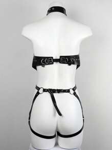 1pc Vrouwen PU Leren Nek Dij Bondage Body Bondage Kousenband Riem, Sexy PU Leren Dij Kousenbanden & Body Harnas Accessoires, Gotisch Kostuum Voor Maskerade, Carnaval