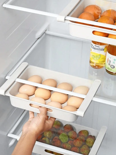 1pc/2pcs Kitchen Hanging Organizer, Refrigerator Egg Fruit Storage Box Drawer Type Food Crisper Box Kitchen Accessories Refrigerator Organizer Shelf