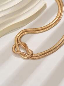 1pc Colar de corrente de cobra simples e versátil, design de metal, joias da moda para mulheres, adequado para uso diário, passeios e reuniões