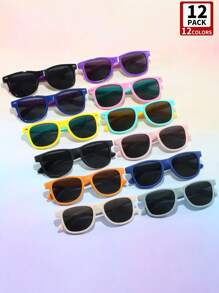 12 chiếc kính vuông cổ điển cho bé trai, bé gái và trẻ em, kính mắt du lịch ngoài trời, kính mắt trang trí thời trang, thích hợp cho hồ bơi, bãi biển, tiệc tùng, tốt nghiệp, quà tặng sinh nhật - 12 cặp - Xem 9