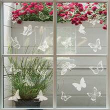 4 sets grote witte kolibrie, vlinder, blad raamstickers, anti-botsing vogel raamstickers, doorschijnende vogelafschrikmiddelen voor deuren, ramen, glas, huis, slaapkamer, lente, winkel, tuindecoratie, kantoor, klaslokaaldecoratie