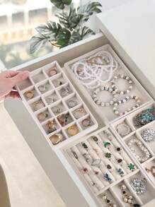 4 ~ 1pc High Quality ( Stackable / Drawer ) Velour Jewellery Trays - Stackable Fine Jewellery Trays / Racks, Jewellery Drawer Insert Container Display Box For Earrings, Rings, Necklace And Other Jewellery - Velvet Jewelry Tray - View 7