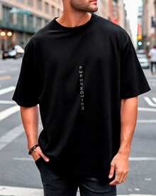 Camiseta Oversized Negra Manga Corta Algodón Premium Estilo Urbano y Casual - Negro - Ver 2