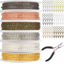 10ft (3m) Metal Chain Roll In Gold, Silver & Rose Gold Colors, With Pliers, Jump Rings & Lobster Clasps, For DIY Jewelry Making Of Necklaces, Bracelets, Anklets & Waist Chains, Available In 9 Colors (Slight Color Variations) - Multicolor - View 3