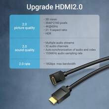 VENTION 4K HDMI 2.0 弯头线缆，HDMI 直角线缆 270 度支持 HDR、3D 视觉效果、ARC、同步音频和视频输出，兼容计算机、智能盒、游戏机、显示器、投影仪、电视、PS3/4 - 黑色 - 查看 5