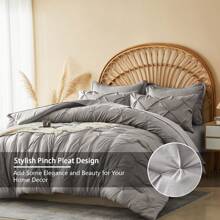 5/7pcs Bed In A Bag Luxurious Comforter Sets, All Season Bedding Sets With 1 Quilt, 1/2 PillowShams, Flat Sheet, Fitted Sheet, 1/2 Pillowcases, Burnt Orange, Green, Yellow, Easy Care, Machine Washable, Valentine'S Day Gift, For Boys And Girls - 灰色-74 - 查看 5