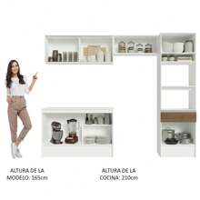 Armario De Cocina Completo Madesa 260cm Topazio 01 Blanco/Marrón - Marrom y Blanco - Ver 6