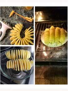 6 pièces Trancheuse de pommes de terre en spirale manuelle, coupe-frites français rotatif, outil de tranchage de pommes de terre