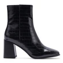 Modern Stone Pattern Boots Block Heel Ankle Boots Western Vintage Square Toe Boots - màu đen - Xem 2