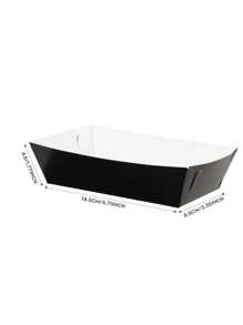 10/24pcs Black Food Boxes, French Fry Box, Popcorn Box, Birthday Party Decor And Home Movie Night Snack Boxes, Suitable For Lunch Box, Bakery Bread, Burger Restaurant - Black - View 3