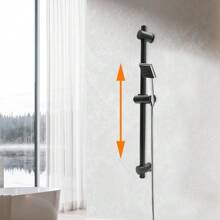 SENDERPICK Barra de ducha para duchas de mano, regulable en altura, soporte de cabezal de ducha de pared, acero inoxidable 66 cm para baño para un uste flexible (negro)
