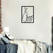 1pc Fashionable Metal Abstract Line Wall Art - Modern Minimalist Decor, Rust-Resistant Hanging, Enhances Interior, Ideal For Room Decoration