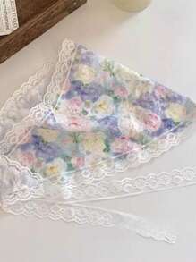 1 szt. Dziecięcy drobny kwiatowy wzór, ładny wiejski styl, szalik na głowę, opaska na głowę dla dziewczynek