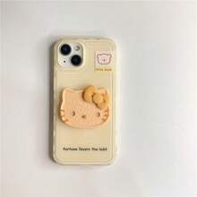 Sanrio Sanrio Simple Solid Color Biscuit Kitty Cat dla 16iPhone15promax etui na telefon Apple 14 13pro nowe 12 japońska kreskówka trójwymiarowa Kitty11