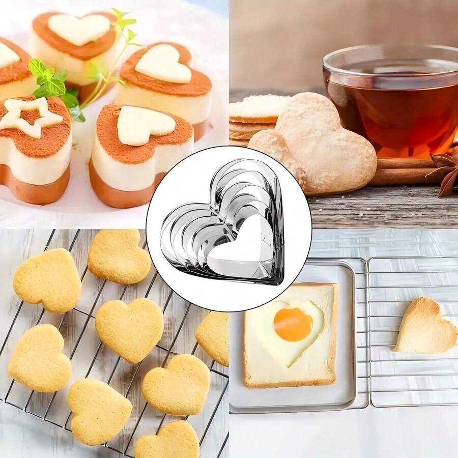 3pcs/12pcs Stainless Steel Cookie Cutter Mold Set - Christmas, Halloween, Thanksgiving Theme - Heart, Circle, Star, Flower Shapes For Baking And Cookie Making